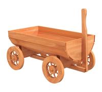 vidaXL Decorative Wagon Wheel Barrow Garden Cart Plant Pot Cart Solid Wood Fir