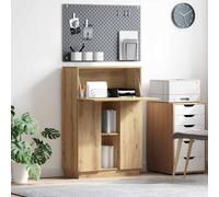 vidaXL Desk Artisan oak 71.5 x 31.5 x 106.5 cm Engineered Wood, Modern Rectangular Desk, Compact Home Office Workspace, Functional Storage With Shelves, Minimalist Design, Study Area