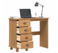 Desk Solid Pine Wood Brown 95 x 40 x 75 cm 4 Drawers Matte Finish Home Office UK