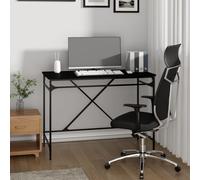 Vidaxl Desk Black 100X50X75 Cm Engineered Wood And Iron, Black