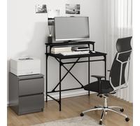vidaXL Single Shelf Industrial Style Computer Desk Black - Size: 90 x 80 x 50cm - Wilko