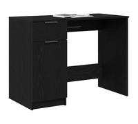 Vidaxl Desk Black Oak Engineered Wood Medium Computer Desk Rectangular, Black