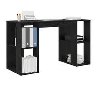 vidaXL Desk with Storage Black Oak 130 x 50.5 x 75 cm Engineered Wood, Modern Home Office Desk, Rectangular, Storage, Workstation Table, Computer, Minimalist, Efficient Setup, Engineered Wood