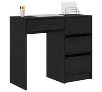 vidaXL Desk Black Oak Engineered Wood 90 x 37.5 x 75 cm | Modern and classy black oak finish, Comes with three roomy traditional drawers, Made of engineered wood and solid oak