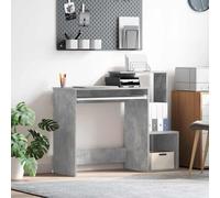 vidaXL Grey Computer Desk Concrete Grey Chipboard with Concrete Look Medium