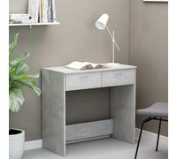 vidaXL Modern Engineered Wood Desk in Concrete Grey, Compact 80x40x75 cm Size, Two Drawers, Easy to Assemble & Clean, Ideal for Study & Workspace