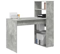 vidaXL Desk Concrete Grey Engineered Wood 113 x 54 x 120 cm | Sleek minimalist look for today’s spaces, Includes shelves for easy organisation and style,