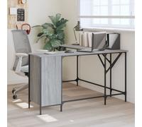 vidaXL Desk Grey Sonoma 141x141x75 cm Engineered Wood