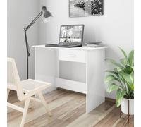 vidaXL Desk Engineered Wood High Gloss White Working Corner Drawer Table Stand