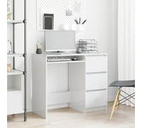 vidaXL Desk High Gloss White Engineered Wood Computer Writing Desk Furniture