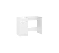 vidaXL Desk Home Office Furniture Computer Table Bedroom Standing Computer Study Writing Desk with Storage Drawer White Engineered Wood