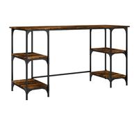vidaXL Desk Smoked Oak 140x50x75 cm Metal and Engineered Wood