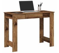 vidaXL Single Drawer Office Desk Old Wood Effect - Size: 75 x 100 x 45cm - Brown - Wilko