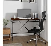 (smoked oak) vidaXL Desk Office Computer Desk Writing Desk Table Engineered Wood and Iron