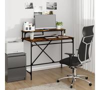 (smoked oak, 100x50x90 cm) vidaXL Desk Computer Table Office Work Desk Black Engineered Wood and Iron