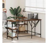 vidaXL Desk Smoked Oak 139x139x75 cm Engineered Wood