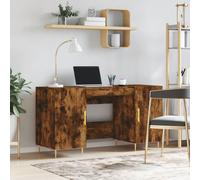 vidaXL Desk Smoked Oak 140x50x75 cm Engineered Wood, Brown
