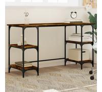 Desk Writing Computer Smoked Oak Metal and Engineered Wood vidaXL