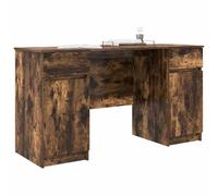 Vidaxl Desk Smoked Oak Engineered Wood 140 X 49 X 76 Cm Writing Desk, Brown