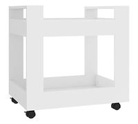 vidaXL Desk Trolley Bedroom Living Room Office Under Desk Storage Trolley 2 Tier Mobile Shelving Unit for Kitchen Bathroom White Engineered Wood