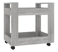 vidaXL Desk Trolley Bedroom Living Room Office Under Desk Storage Trolley 2 Tier Mobile Shelving Unit for Kitchen Grey Sonoma Engineered Wood