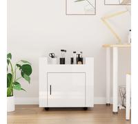 vidaXL Desk Trolley High Gloss White 60x45x60 cm Engineered Wood