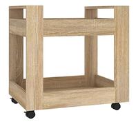 vidaXL 2 Shelf Sonoma Oak Wooden Desk Trolley - Size: 60 x 60 x 45cm - Brown - Wilko