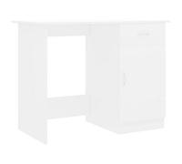 vidaXL Modern Stylish Desk - White | Compact Engineered Wood Writing Table | Home Office Furniture with Storage Drawer & Door | Study Room/Dorm Room/Living Room Console Table