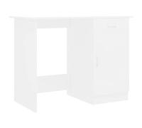 vidaXL Modern Stylish Desk - White | Compact Engineered Wood Writing Table | Home Office Furniture with Storage Drawer & Door | Study Room/Dorm Room/Living Room Console Table