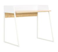 vidaXL Desk White and Oak 90x60x88 cm UK GF0