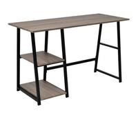 Vidaxl Desk With 2 Shelves Grey And Oak
