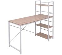 Desk with 4-Tier Bookcase Oak Writing Computer Office Table WorkStation vidaXL