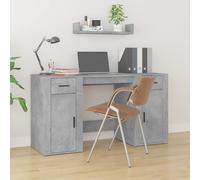 vidaXL Desk with Cabinet Concrete Grey Engineered Wood