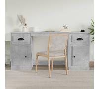 Vidaxl Desk With Cabinet Concrete Grey Engineered Wood, Grey