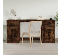 vidaXL Desk with Cabinet Smoked Oak Engineered Wood