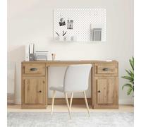 vidaXL Desk with Cabinet with Drawer Artisan Oak 154.5 x 50 x 75 cm, Modern Desk, Space Saving, Ergonomic Work, Stylish Office Furniture, Compact Workstation for Home