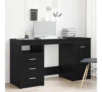 vidaXL Desk with Door 2 pcs Black Oak 140 x 50 x 76 cm Engineered Wood