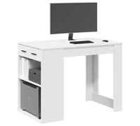 vidaXL Desk with Drawer and Shelf White 102x62x77.5 cm Engineered Wood