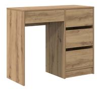 vidaXL Brown Artisan Oak Wood Composite Desk Compact Storage Space