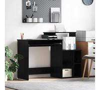 Desk Black Oak 120.5x44x88.5cm Engineered Wood with Drawer & 2 Modern Shelves