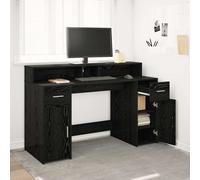 vidaXL Desk Black oak Engineered wood 140 x 55 x 91 cm, Black