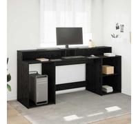 vidaXL Desk Black oak Engineered wood 200 x 55 x 91 cm, Black