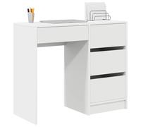 vidaXL White Desk White MDF Medium Storage Space Rectangular