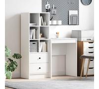 Desk & Highboard Set 105.5x34x127cm White Engineered Wood 2 Drawers Home Office