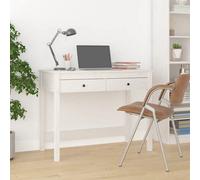 (white) vidaXL Solid Wood Pine Desk with Drawers Writing Standing Desk Multi Colours
