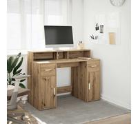 vidaXL Desk with LED Lights Artisian Oak 120x55x91 cm Engineered Wood