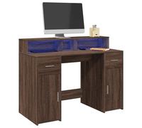 vidaXL Desk with LED Lights Brown Oak 120x55x91 cm Engineered Wood