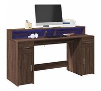 vidaXL Desk with LED Lights Brown Oak 160x55x91 cm Engineered Wood