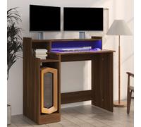 Vidaxl Desk With Led Lights Brown Oak 97X45X90 Cm Engineered Wood