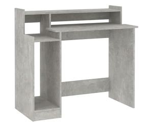 vidaXL Desk with LED Lights Home Office Furniture Bedroom Standing Computer Study Writing LED Desk with Storage Concrete grey Engineered Wood